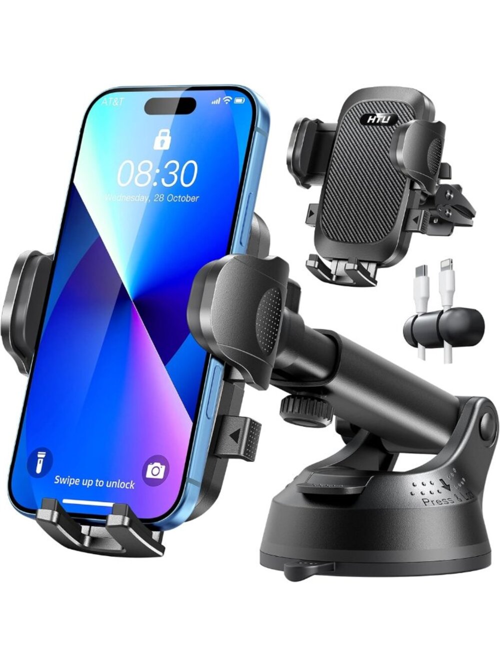 Heavy Duty Car Phone Holder with 100+LBS Suction | Dashboard/Windshield Mount